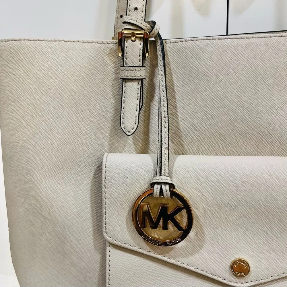 Michael Kors Ivory Tote with Gold Accents